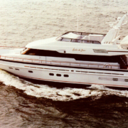 Belle de Jour by Royal Hakvoort Shipyard yacht cruising at sea in profile view, showing sleek hull design, balanced proportions, and elegant Dutch shipyard craftsmanship.